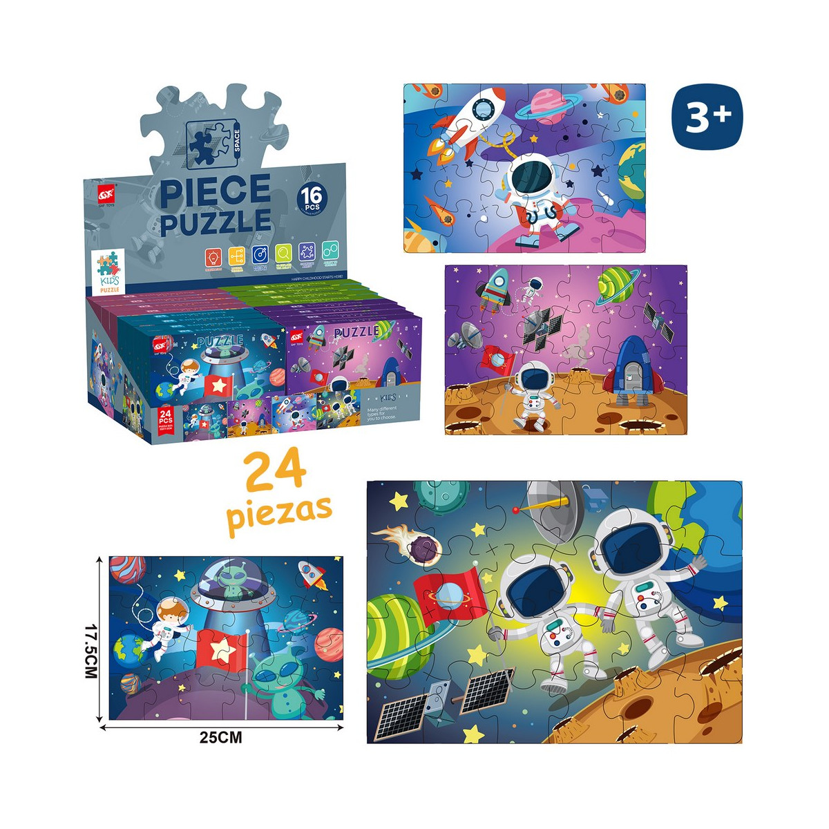 Puzzle de 24 piezas espacio astronautas infantil para regalar