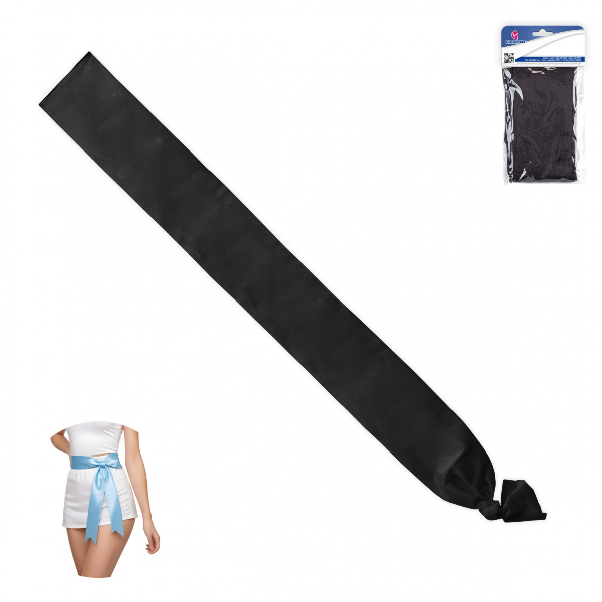 Banda lisa color negra 200x9cm para celebraciones