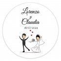 Adhesivo 3cm dibujo novios bailando personalizado para detalles