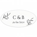 Adhesivo con iniciales personalizado 4,2 x 2,2 cm ovalado