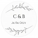 Adhesivo personalizado con iniciales redondo 5cm