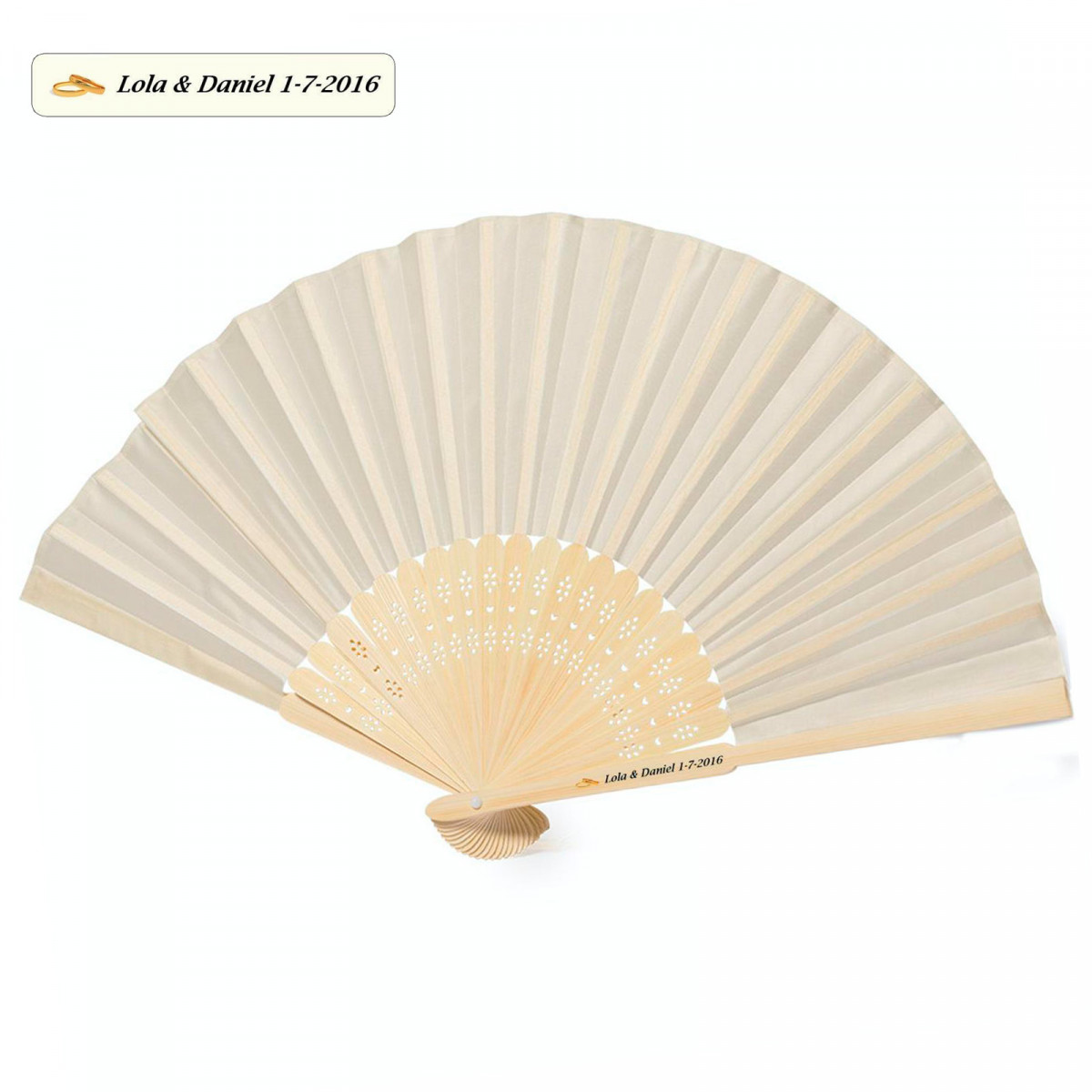 Detalles Mujer Boda Abanico  con Adhesivo Personalizado