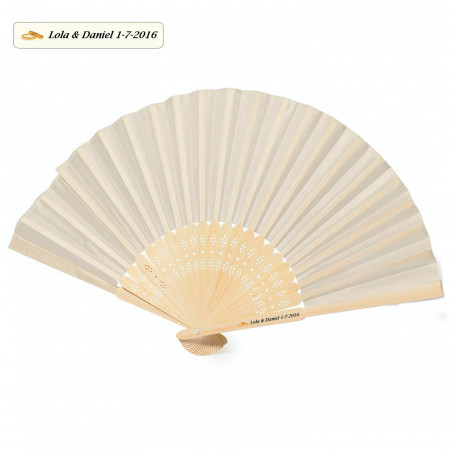 Detalles Mujer Boda Abanico  con Adhesivo Personalizado