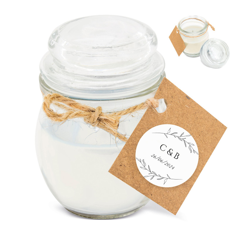 Ideas Originales Invitados Vela en Tarro con Tarjeta