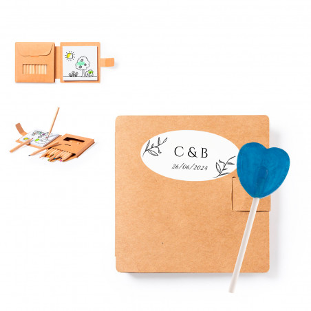 Ideas Baratas para Eventos Estuche con Dibujos y lápices con Piruleta Pintalenguas