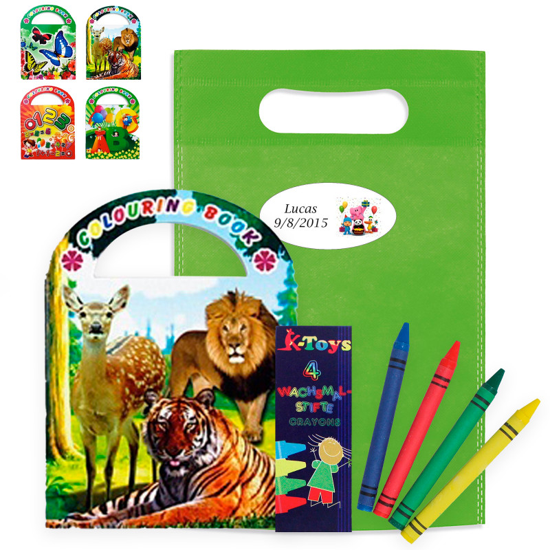 Recuerdos para Niños Personalizados Libro para colorear con ceras en bolsa
