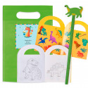 Ideas Originales para Cumpleaños Libro de colorear con pegatinas y lápiz de dinosaurio en bolsa personalizada
