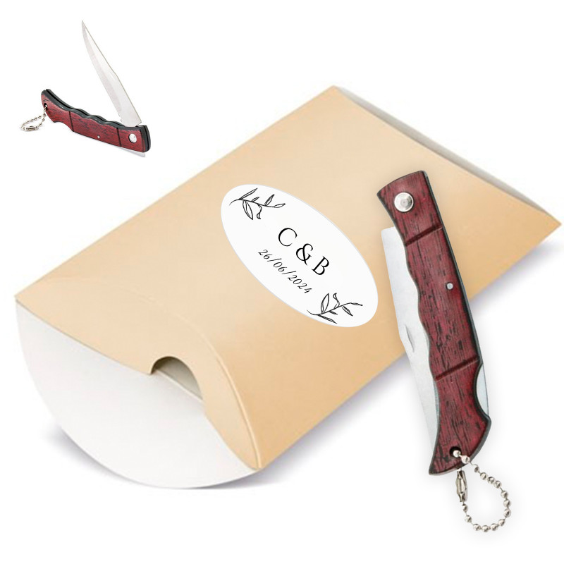 Recuerdos para Invitados Personalizados Navaja en cajita kraft