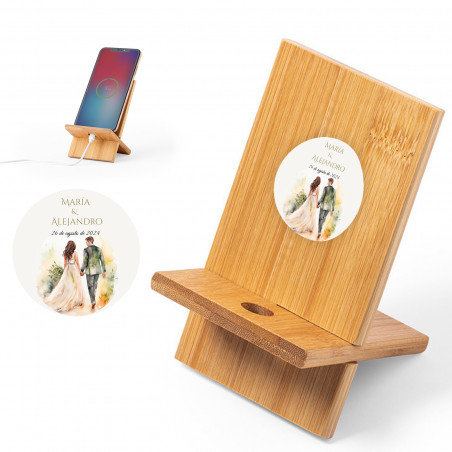 Detalles Boda Originales Soporte de Bambú para Móviles Personalizado