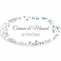 Adhesivo personalizable ovalado herbal minimalista para decoración de detalles de invitados