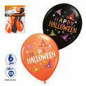 Globos de latex para halloween naranjas y negros en pack de 6 unidades