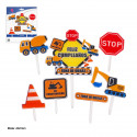 Topper para tartas en forma de señales de construcción en pack 7 piezas