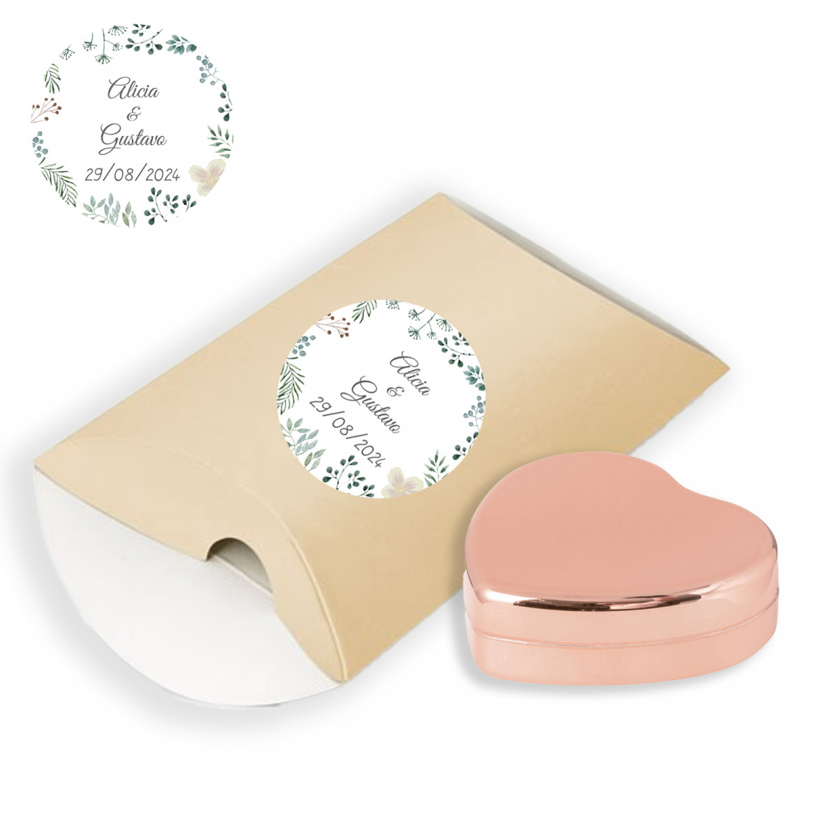 Bálsamo en forma de corazón en caja de regalo personalizada para eventos