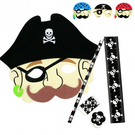 Antifaz de pirata para niños y set de escritura para regalar