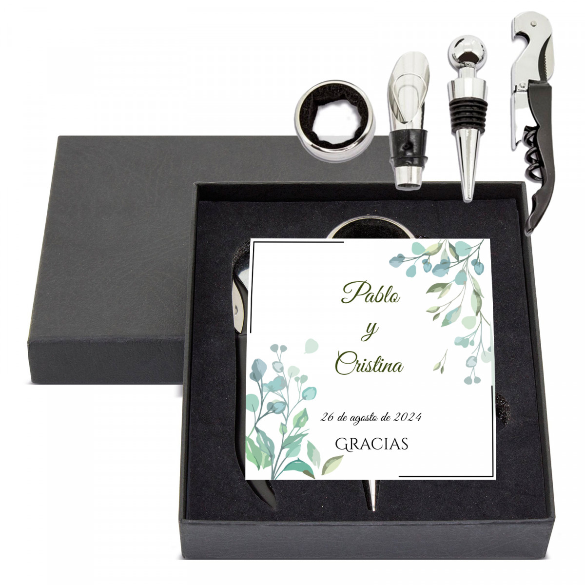 Recuerdos Bodas y Eventos Set de Vino y Tarjeta