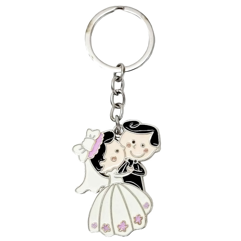 Llavero Metálico Con Pareja De Novios Vestido De Boda