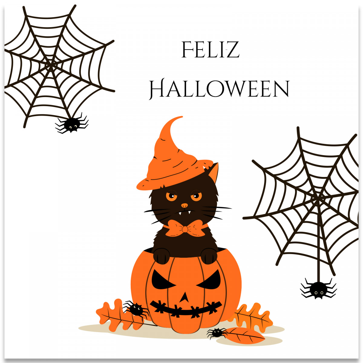 Adhesivo cuadrado feliz halloween 5x5 cm