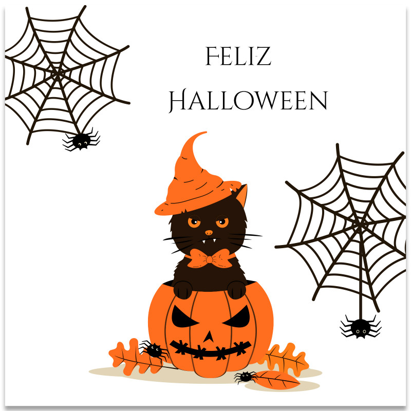 Adhesivo cuadrado feliz halloween 5x5 cm