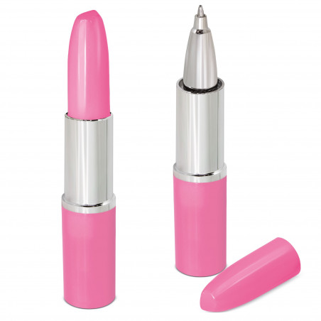 Bolígrafo y brillo labial con formas en color rosa con estuche personalizado para bodas