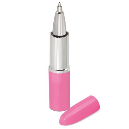 Bolígrafo y brillo labial con formas en color rosa con estuche personalizado para bodas