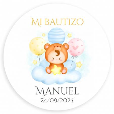 Adhesivo 5cm personalizado con bebé en nube