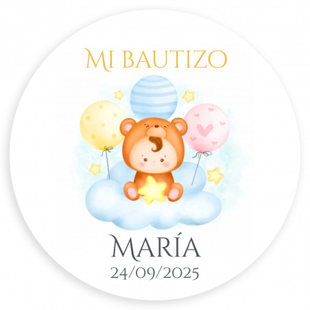 Adhesivo 5cm personalizado con bebé en nube