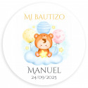 Adhesivo 3cm con bebé en nube personalizable