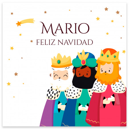 Adhesivo 5x5cm reyes magos personalizable