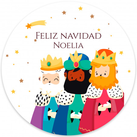 Adhesivo 3cm reyes magos personalizable navidad