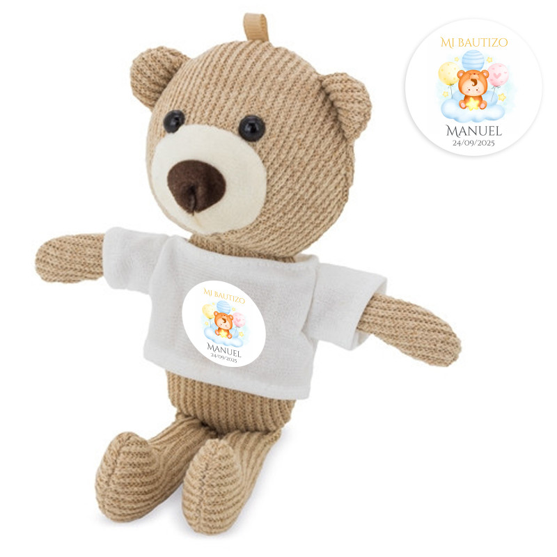 Detalles Infantiles Oso de peluche pequeño con adhesivo personalizado