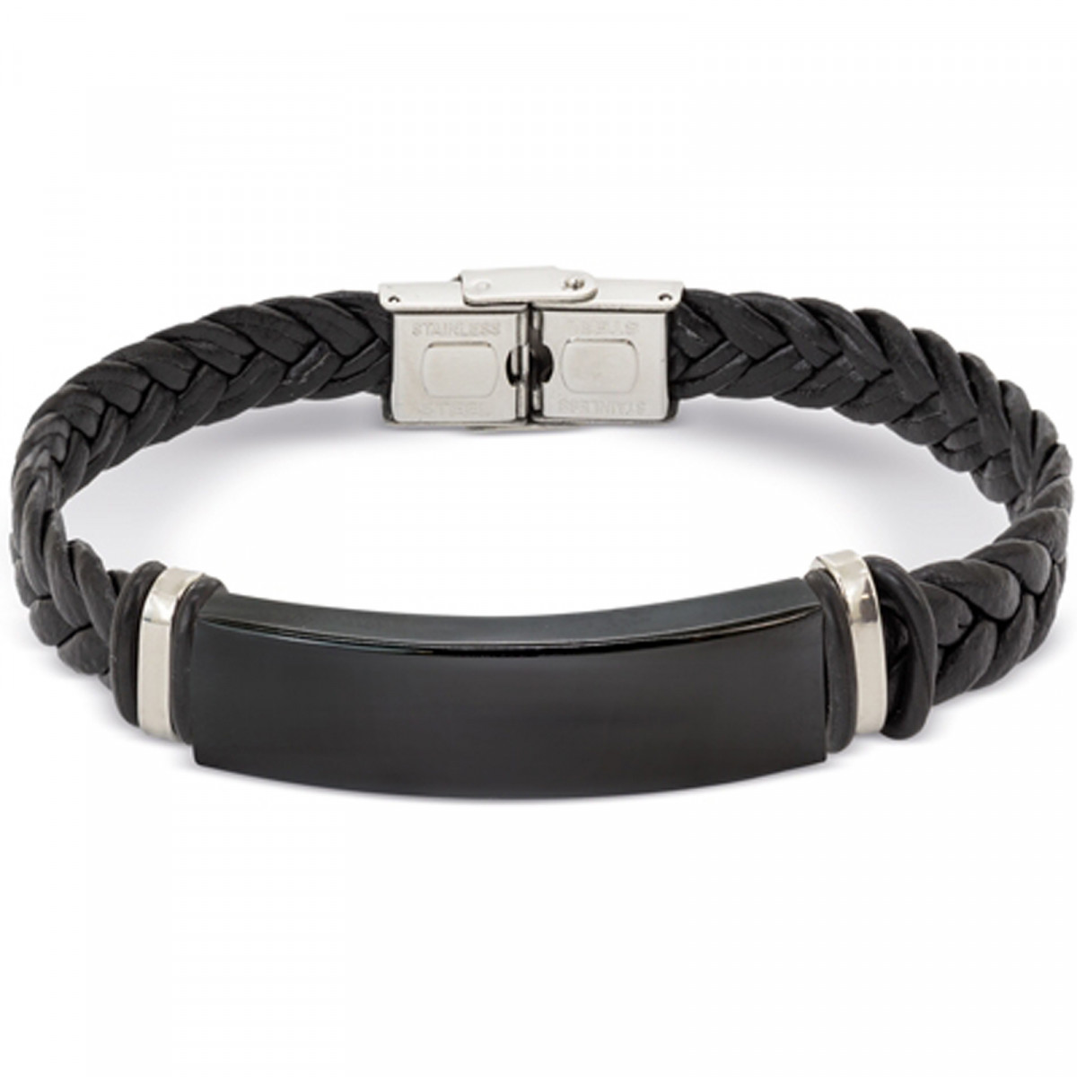 Detalles para Hombres Pulsera de Polipiel y Acero