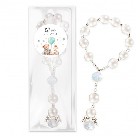 Recuerdos Bautizos Rosario Ángel de la Guarda Personalizado