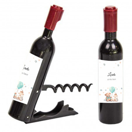 Detalles Bautizo Hombres Abridor y Sacacorchos en Forma de Botella Personalizado