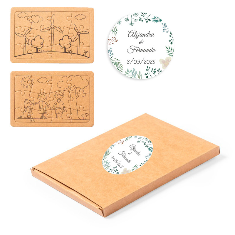 Puzzles Eco Presentados En Caja Con Adhesivo Personalizable Para