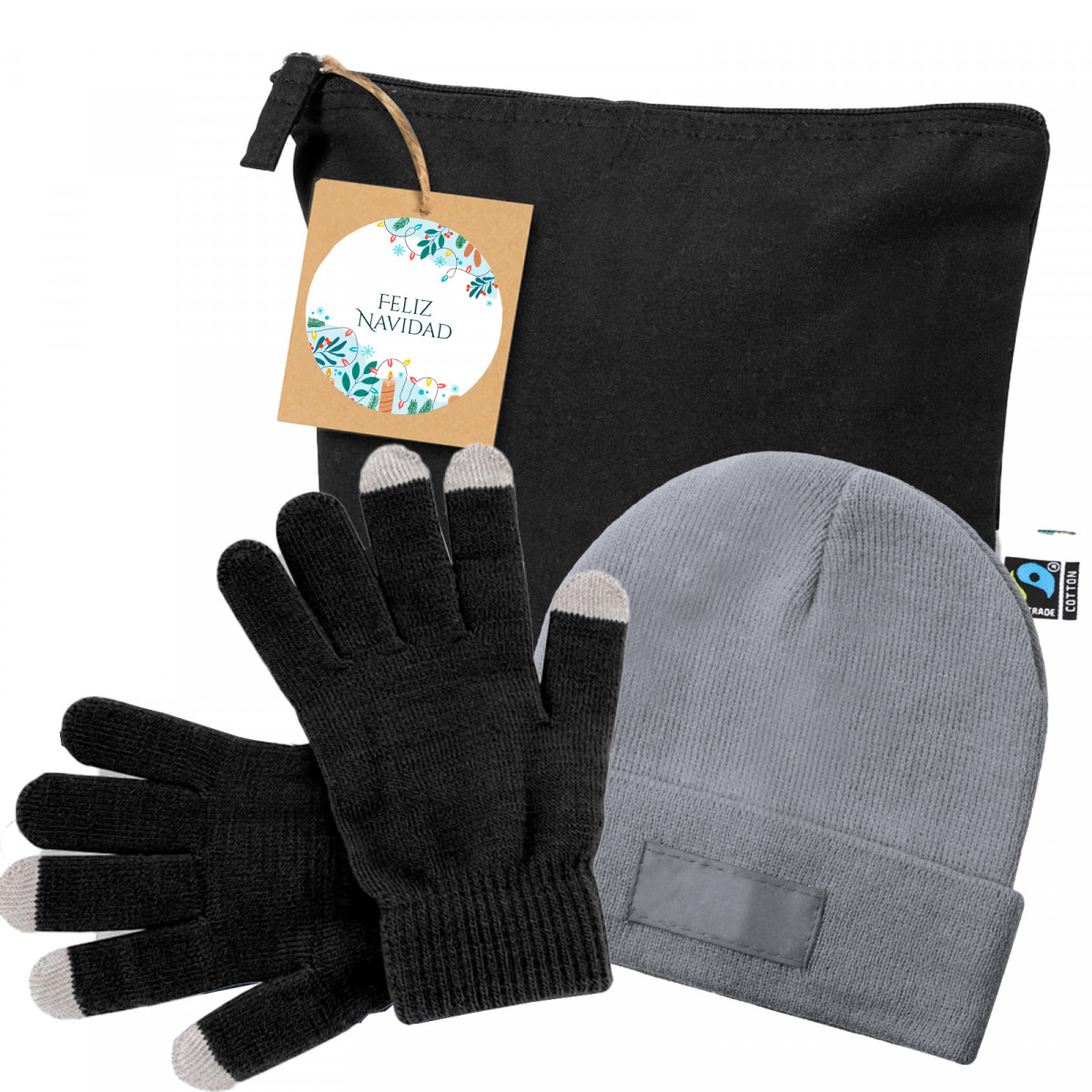 Guantes y gorro juvenil con neceser para regalar en navidad