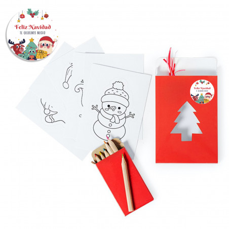 Adornos de navidad para colorear con lápices de colores en caja personalizada