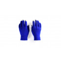 Guantes táctil azul en bolsa metalizada con adhesivo personalizable y editable