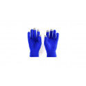 Guantes táctil azul en bolsa metalizada con adhesivo personalizable y editable