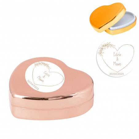 Bálsamo labial con forma de corazón personalizado con adhesivo