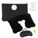 Set de viaje en color negro con adhesivo minimalista personalizable para bodas