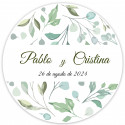 Masajeador facial en sobre kraft con adhesivo personalizado para bodas y eventos