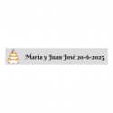 Adhesivo transparente personalizable 5x1 tarta nupcial para bodas