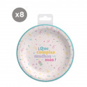 Platos desechables para cumpleaños en pack de 8 unidades