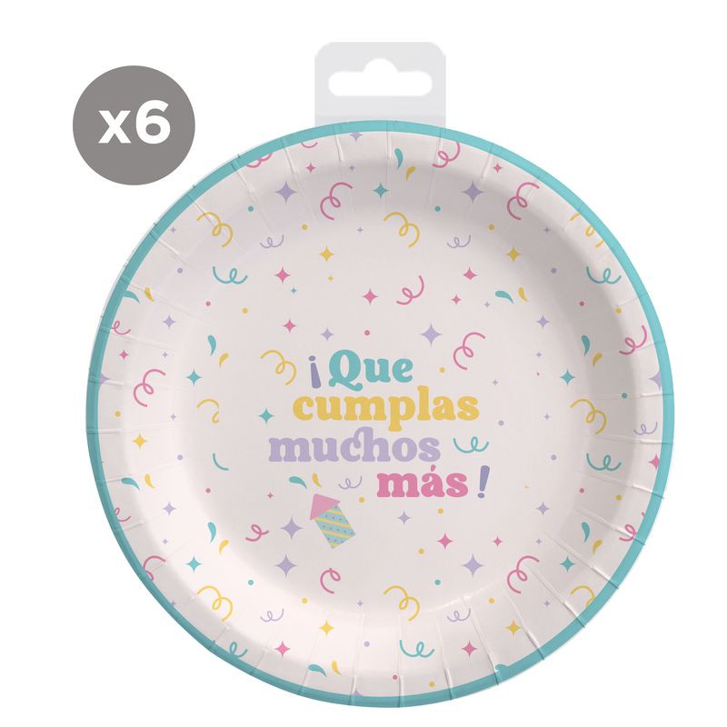 Platos Desechables Para Cumpleaños En Pack De Unidades De 23 Cm