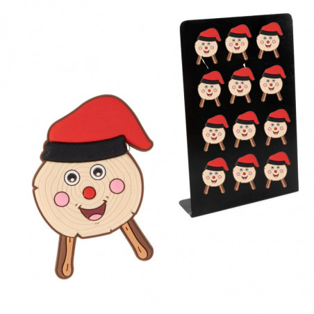 Imán navideño tió de nadal en bolsa con adhesivo navideño personalizable para detalles
