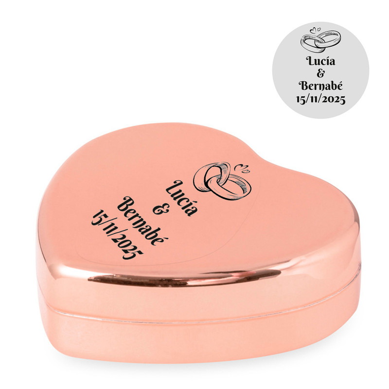 Brillo de labios con forma corazón y adhesivo 3cm transparente para detalles bodas