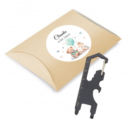 Herramienta Multiusos Personalizada con Mosquetón, regalo Práctico para bautizos
