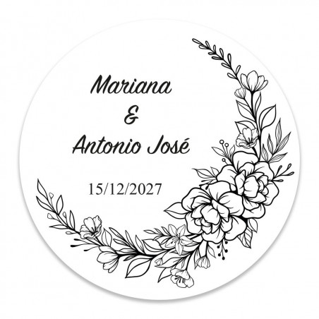 Lápices de colores con hojas para colorear en caja con adhesivo floral para bodas