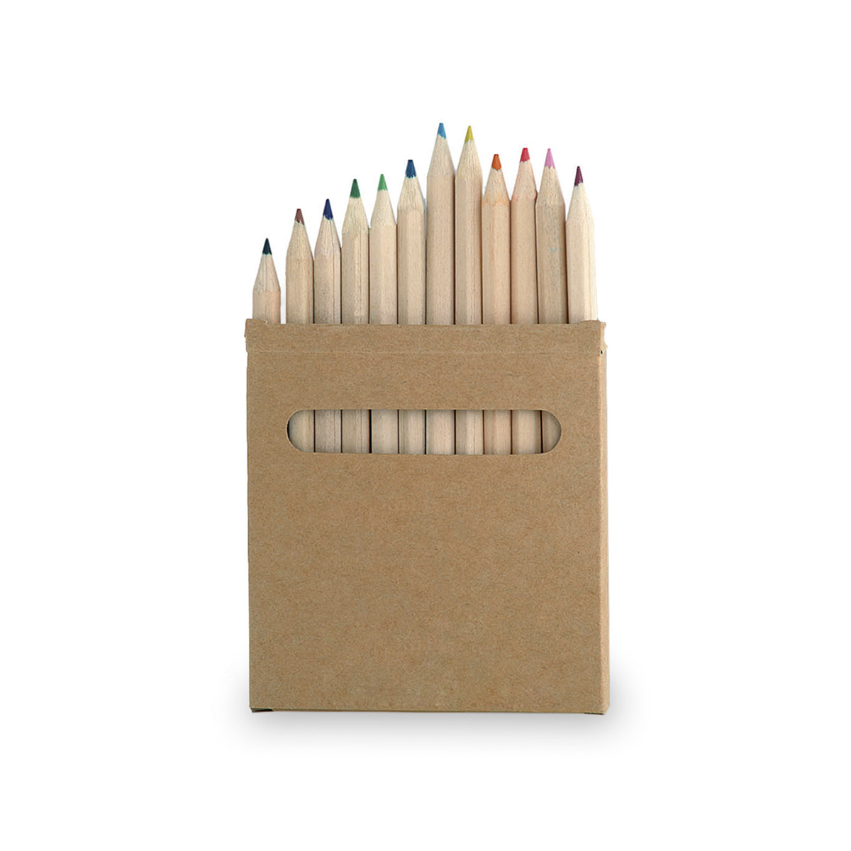 Set de 12 lápices de colores en caja de cartón para detalles de invitados
