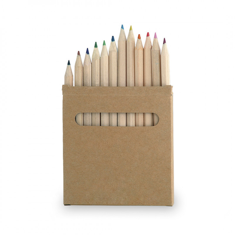 Set de 12 lápices de colores en caja de cartón para detalles de invitados
